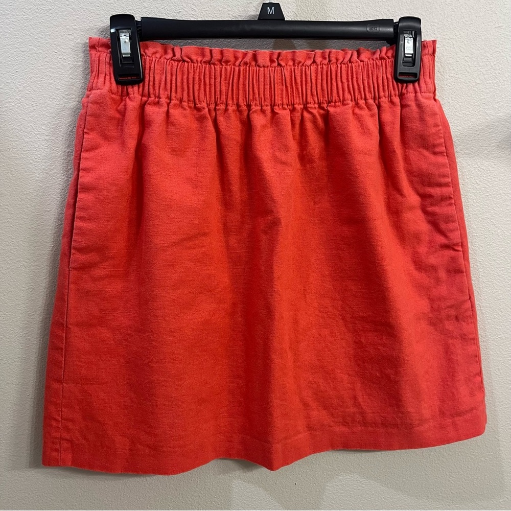 J Crew Womens Skirt Mini Linen Cotton Blend Pockets Coral Size 2
